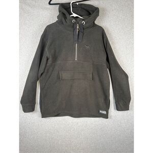 Victorias Secret Pink Womens Large Pullover midweight Hoodie Gray 1/2 Zip Front